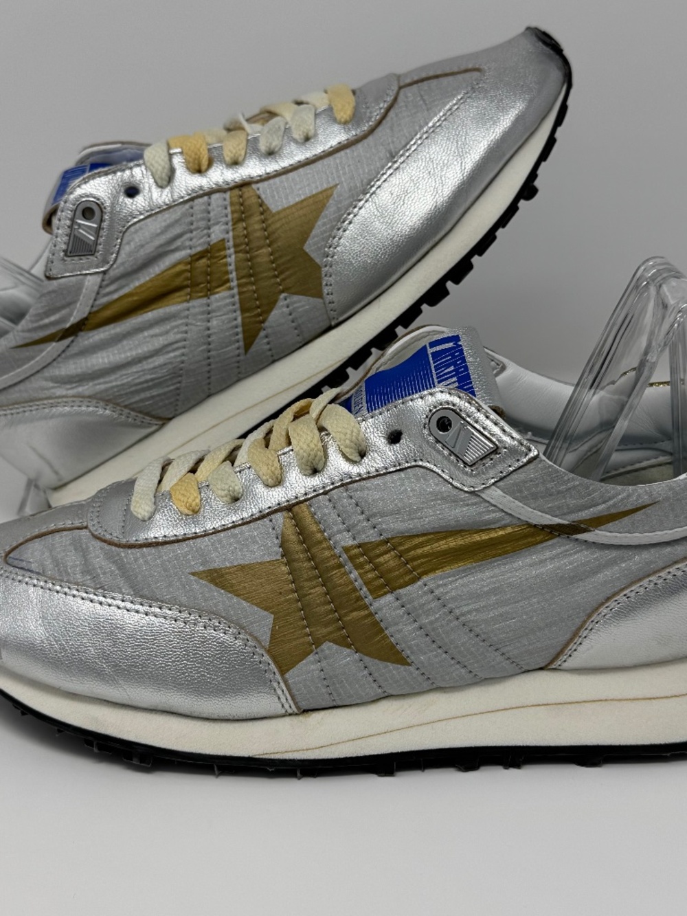 Golden Goose Marathon Sneakers Silver Gold Glitter Star EU 40 US 10 Worn Once